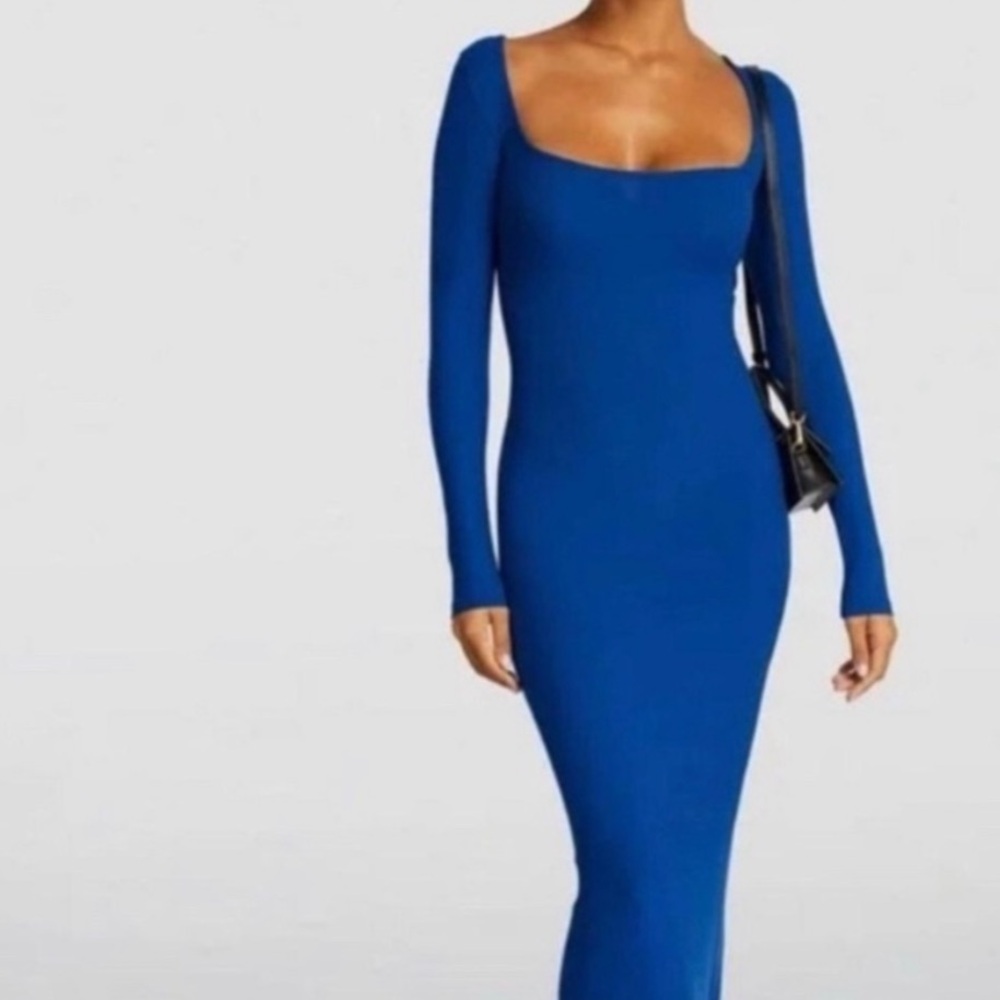 SKIMS Royal Blue Long Sleeve Dress